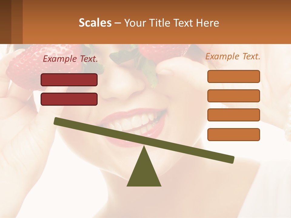 A Woman Holding Two Strawberries Over Her Eyes PowerPoint Template