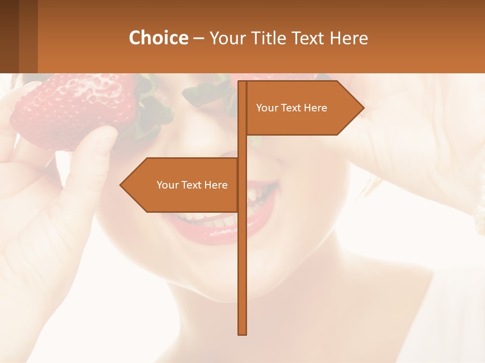 A Woman Holding Two Strawberries Over Her Eyes PowerPoint Template