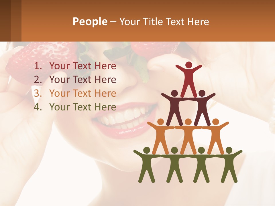 A Woman Holding Two Strawberries Over Her Eyes PowerPoint Template