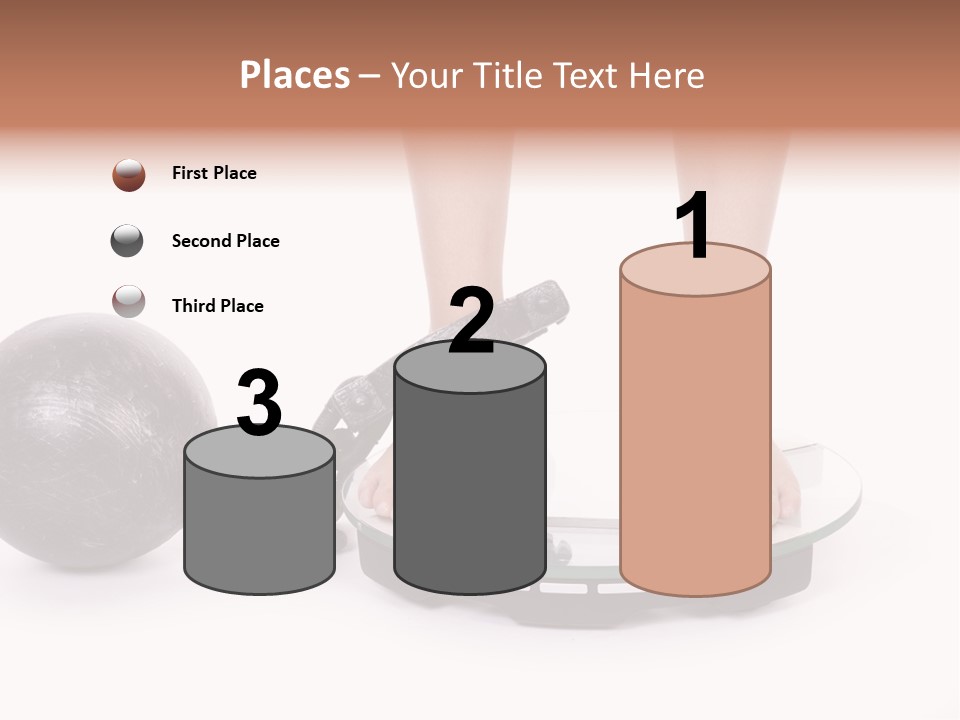 A Person Standing On A Scale With A Ball And Chain PowerPoint Template