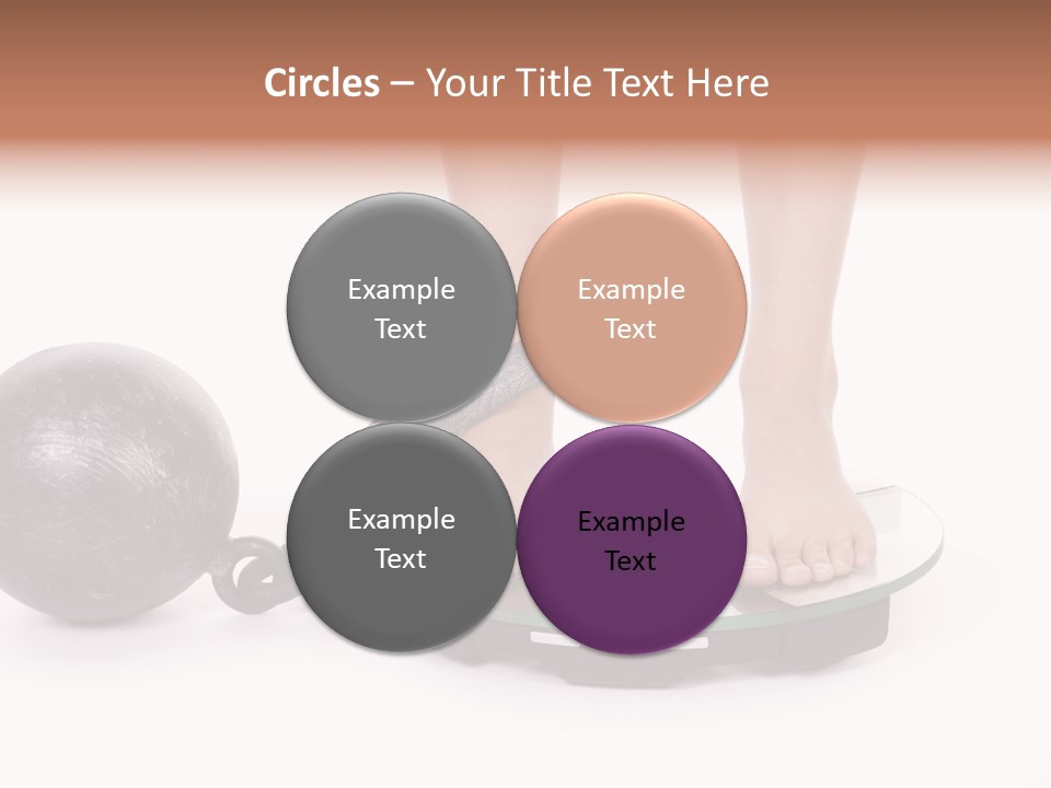 A Person Standing On A Scale With A Ball And Chain PowerPoint Template