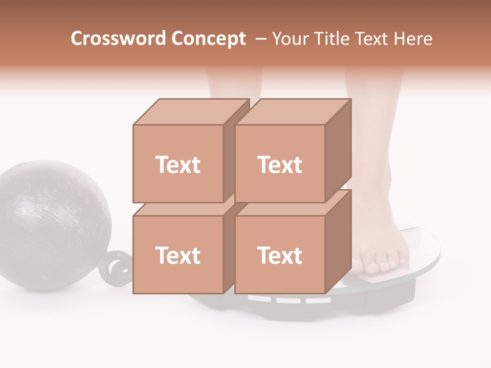 A Person Standing On A Scale With A Ball And Chain PowerPoint Template