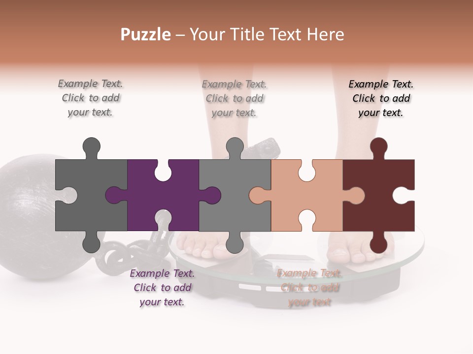 A Person Standing On A Scale With A Ball And Chain PowerPoint Template