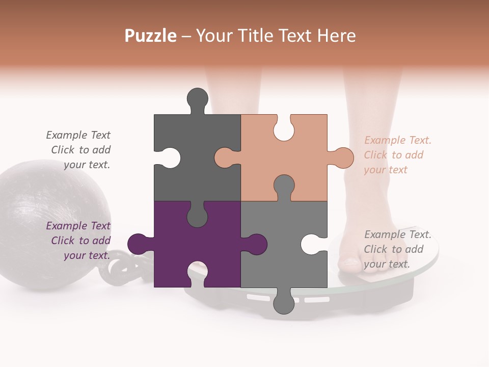 A Person Standing On A Scale With A Ball And Chain PowerPoint Template