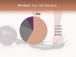 A Person Standing On A Scale With A Ball And Chain PowerPoint Template