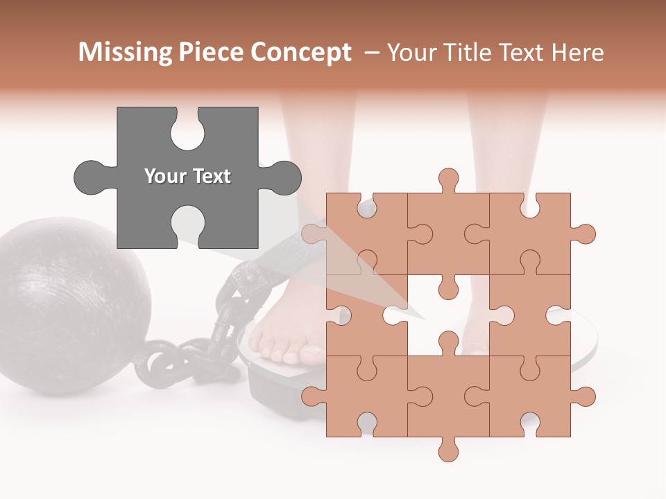 A Person Standing On A Scale With A Ball And Chain PowerPoint Template