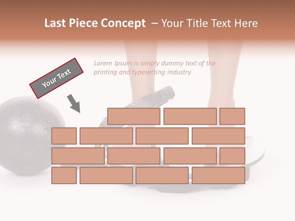 A Person Standing On A Scale With A Ball And Chain PowerPoint Template