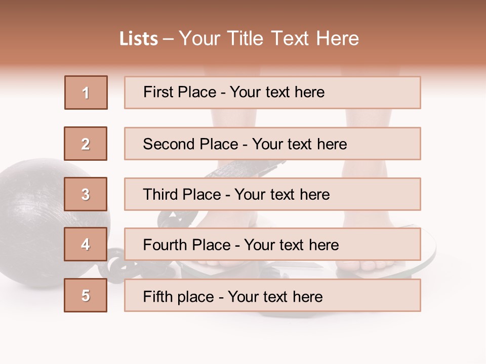 A Person Standing On A Scale With A Ball And Chain PowerPoint Template