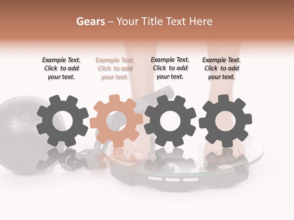 A Person Standing On A Scale With A Ball And Chain PowerPoint Template