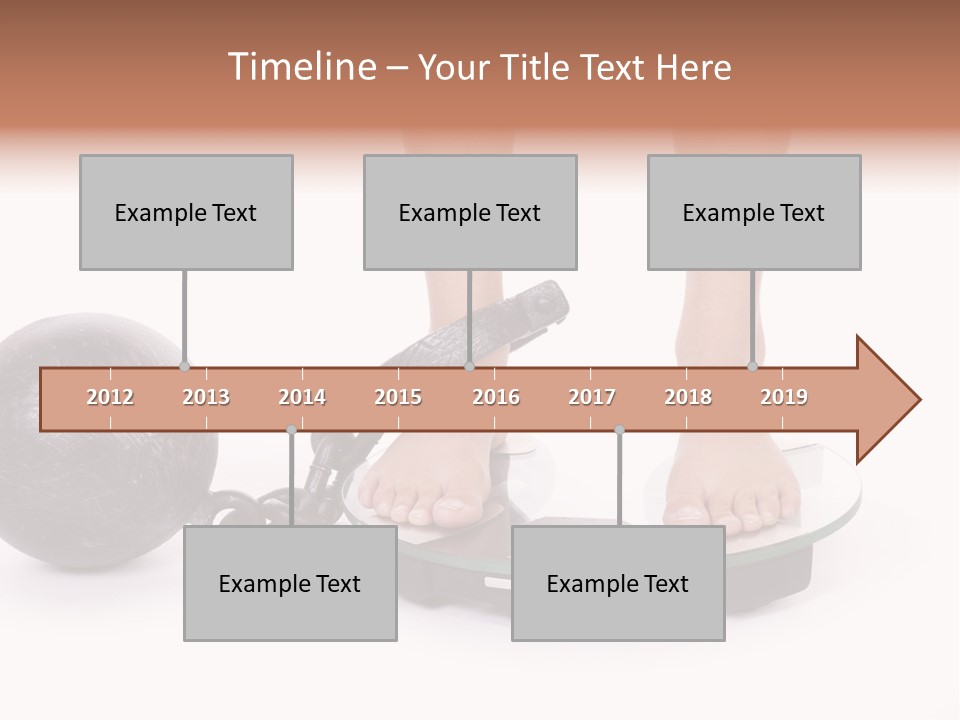 A Person Standing On A Scale With A Ball And Chain PowerPoint Template