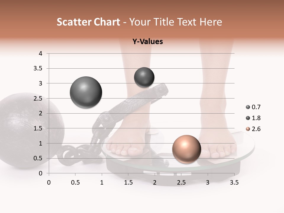 A Person Standing On A Scale With A Ball And Chain PowerPoint Template