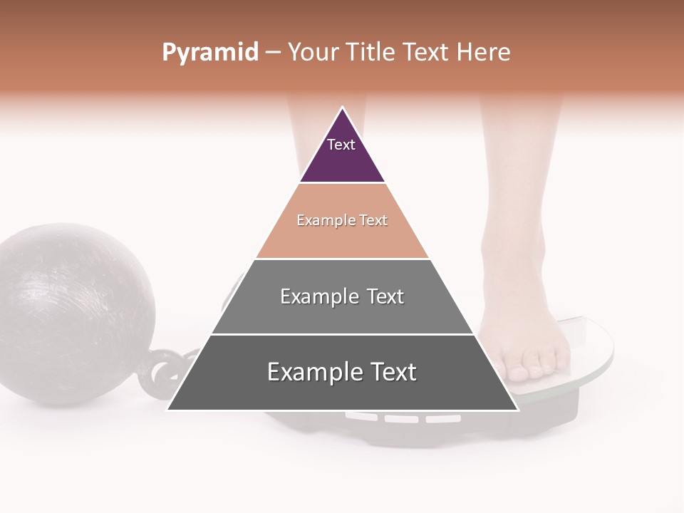 A Person Standing On A Scale With A Ball And Chain PowerPoint Template