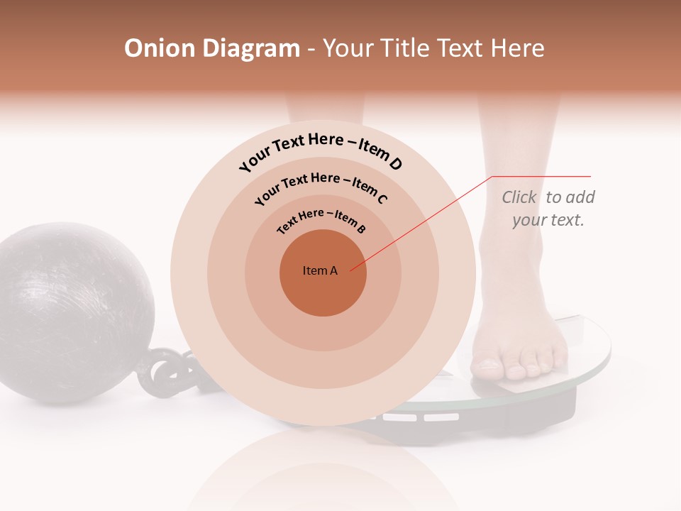 A Person Standing On A Scale With A Ball And Chain PowerPoint Template