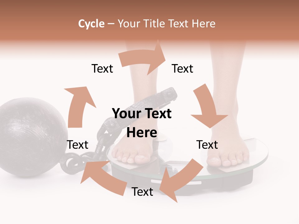 A Person Standing On A Scale With A Ball And Chain PowerPoint Template