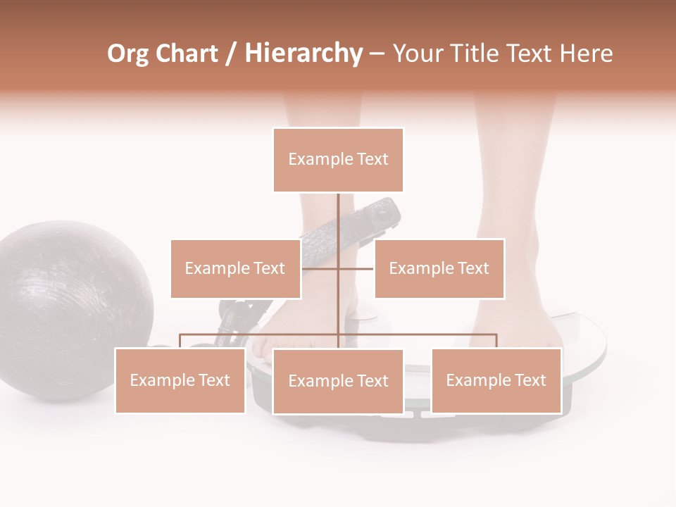 A Person Standing On A Scale With A Ball And Chain PowerPoint Template