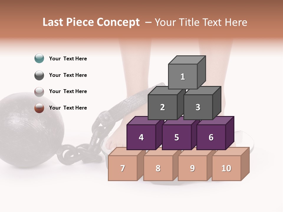 A Person Standing On A Scale With A Ball And Chain PowerPoint Template