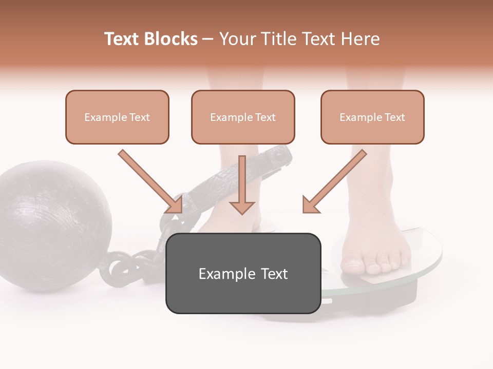 A Person Standing On A Scale With A Ball And Chain PowerPoint Template