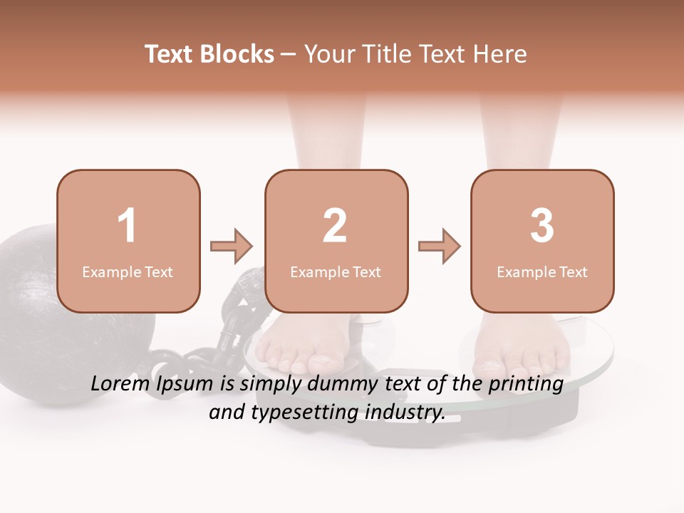 A Person Standing On A Scale With A Ball And Chain PowerPoint Template