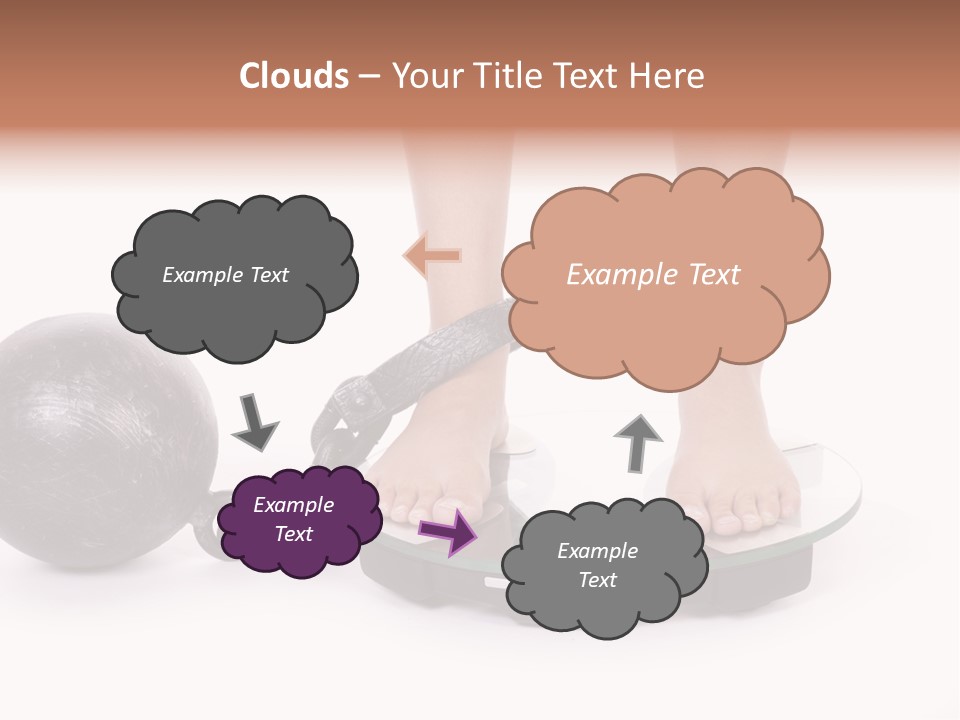 A Person Standing On A Scale With A Ball And Chain PowerPoint Template