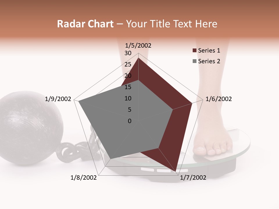 A Person Standing On A Scale With A Ball And Chain PowerPoint Template