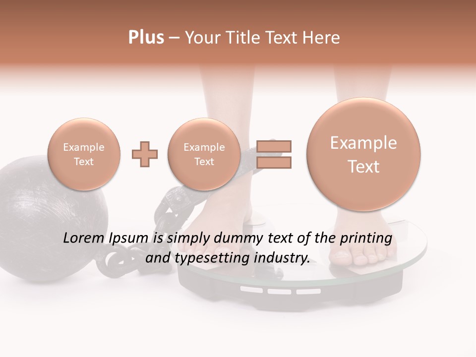 A Person Standing On A Scale With A Ball And Chain PowerPoint Template