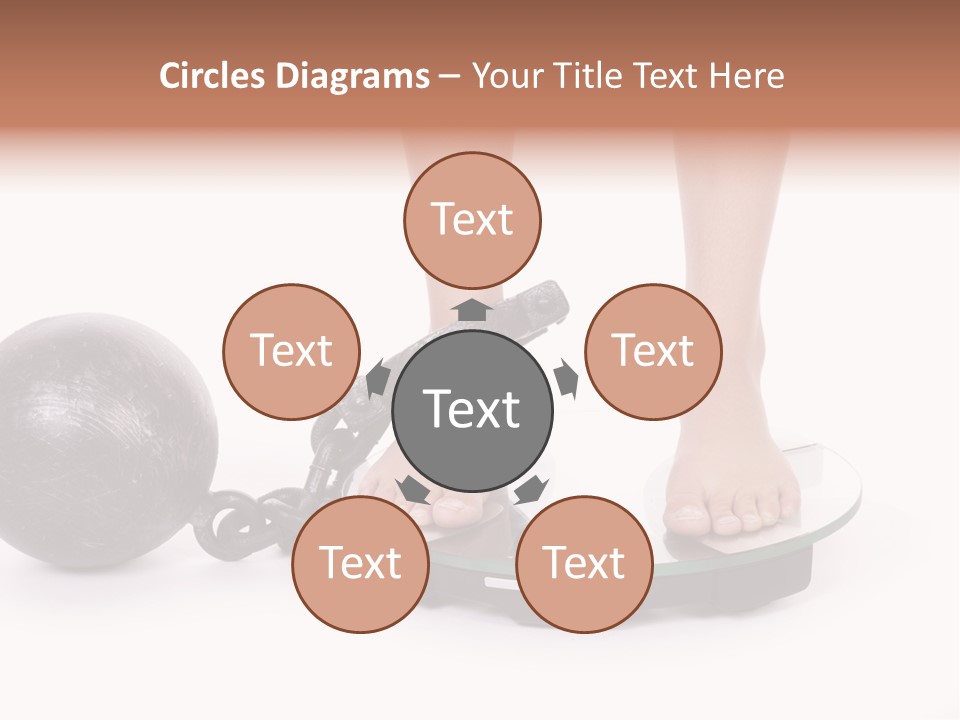 A Person Standing On A Scale With A Ball And Chain PowerPoint Template