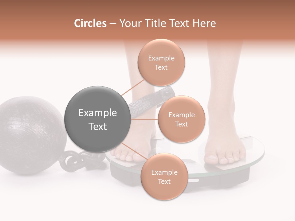 A Person Standing On A Scale With A Ball And Chain PowerPoint Template
