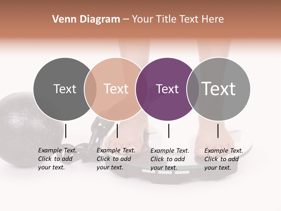 A Person Standing On A Scale With A Ball And Chain PowerPoint Template