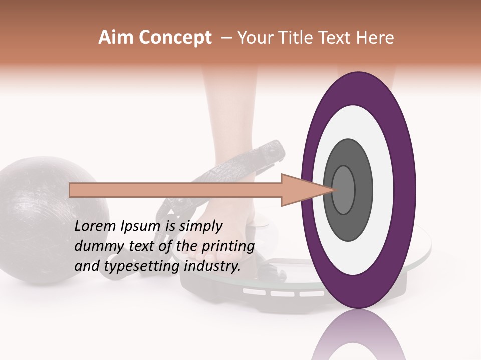 A Person Standing On A Scale With A Ball And Chain PowerPoint Template