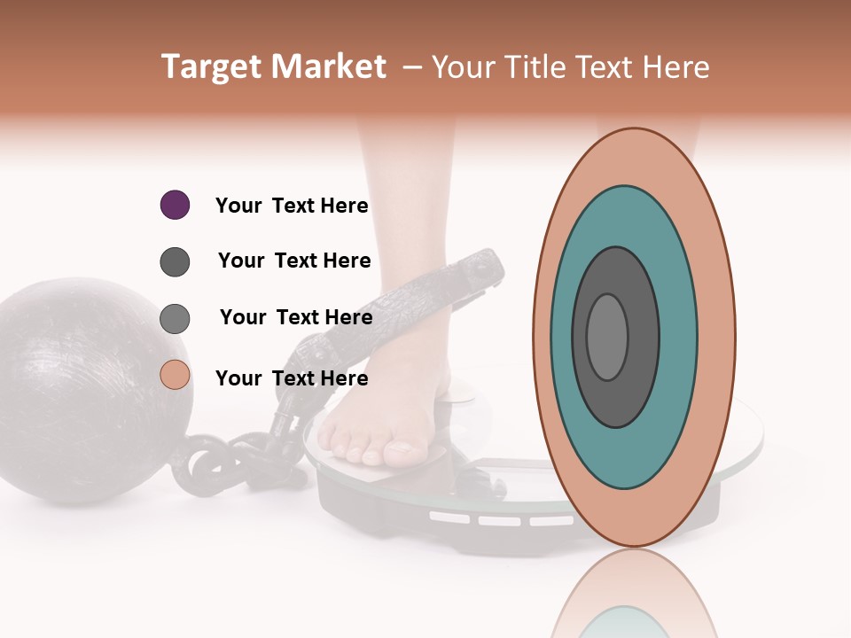 A Person Standing On A Scale With A Ball And Chain PowerPoint Template