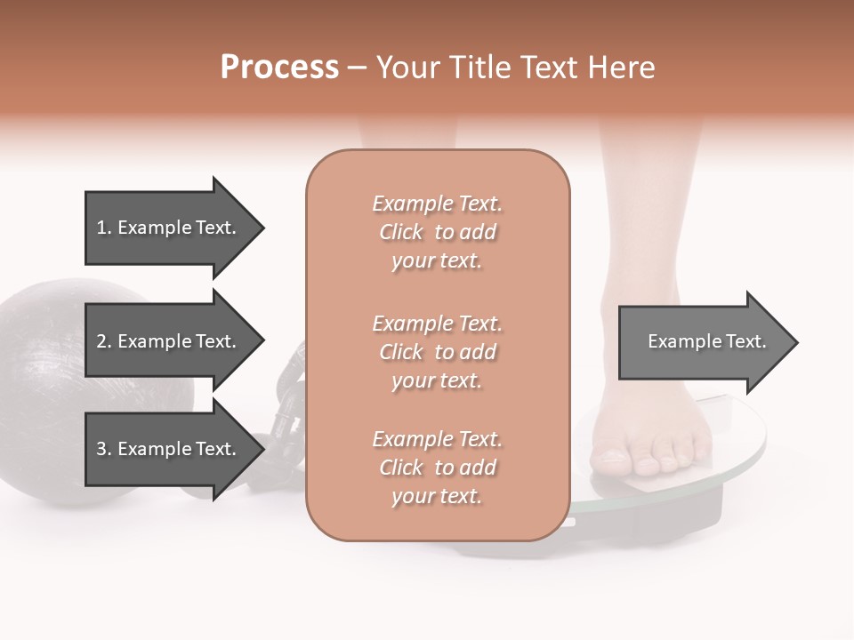 A Person Standing On A Scale With A Ball And Chain PowerPoint Template