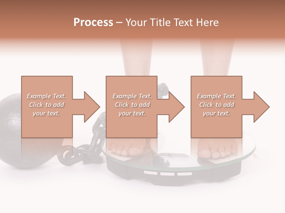 A Person Standing On A Scale With A Ball And Chain PowerPoint Template
