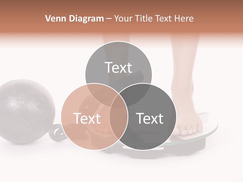 A Person Standing On A Scale With A Ball And Chain PowerPoint Template