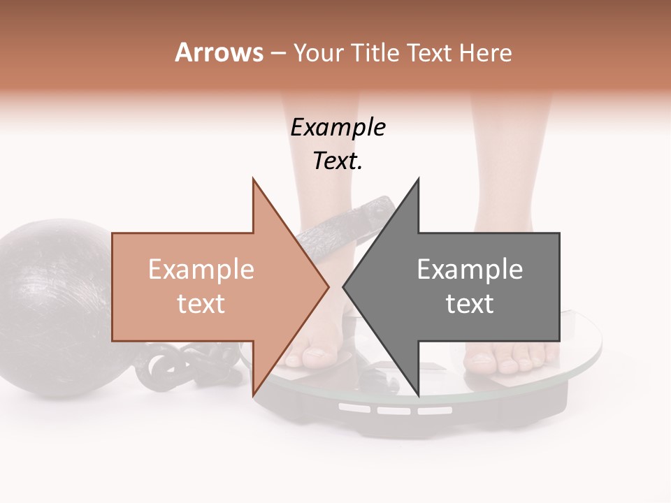 A Person Standing On A Scale With A Ball And Chain PowerPoint Template