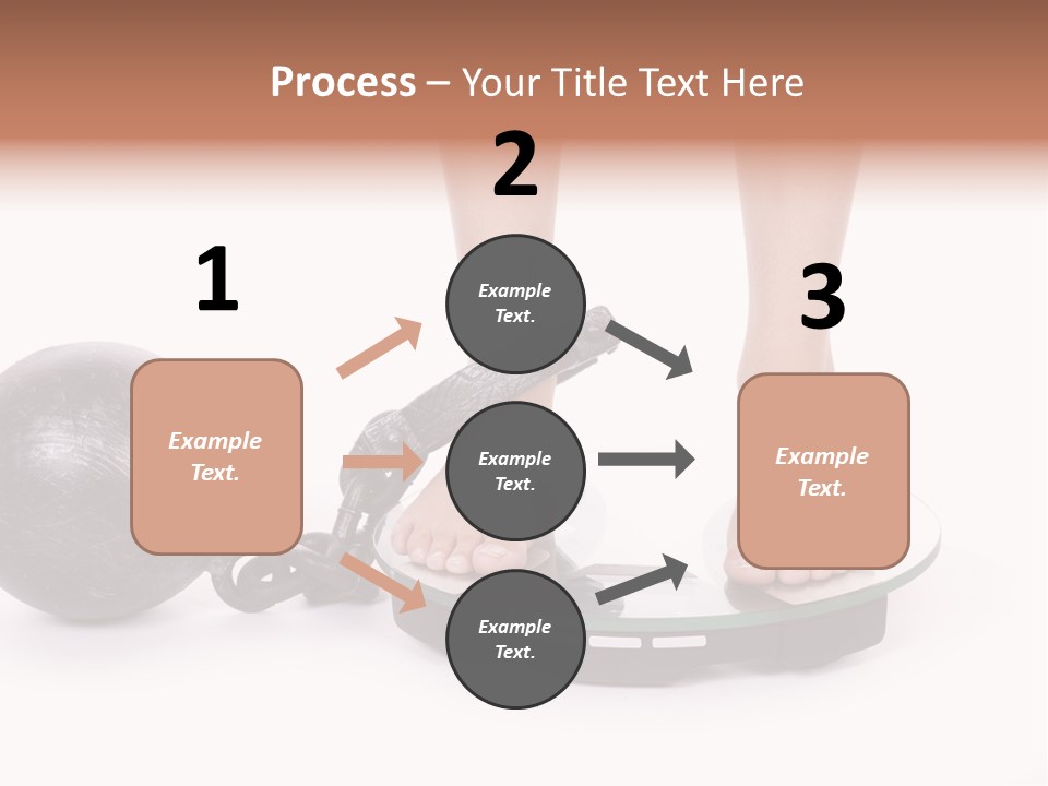 A Person Standing On A Scale With A Ball And Chain PowerPoint Template