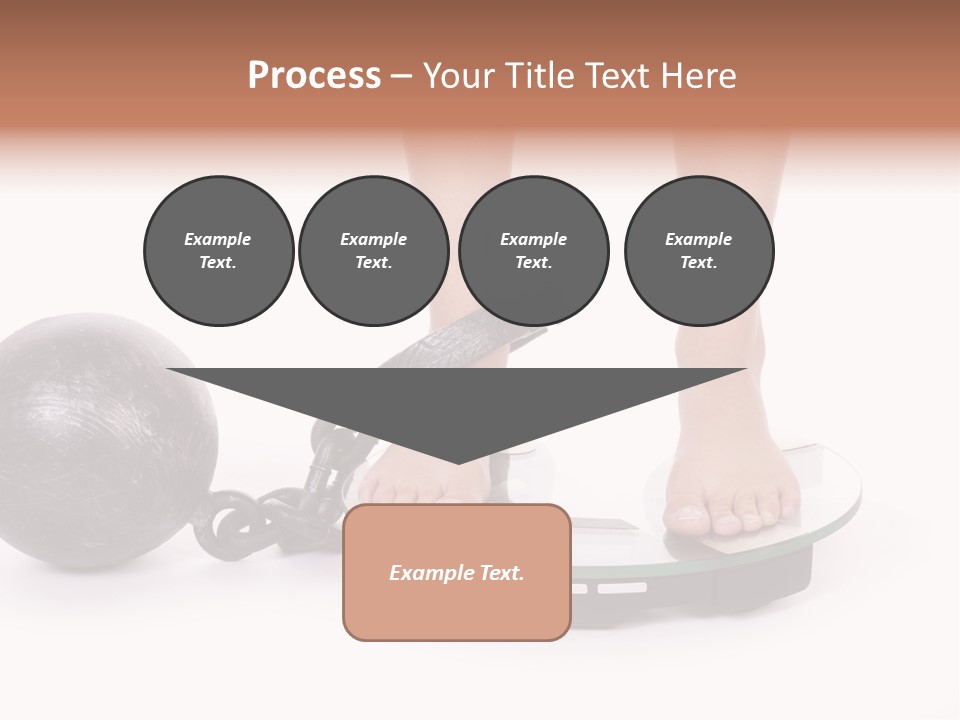A Person Standing On A Scale With A Ball And Chain PowerPoint Template