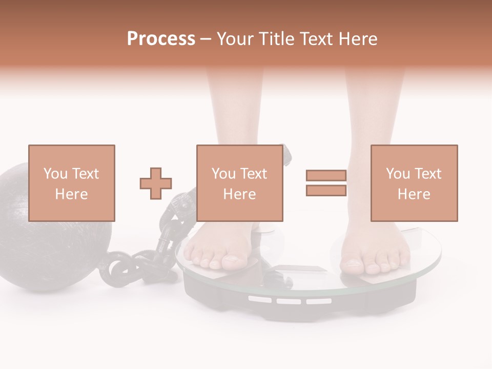 A Person Standing On A Scale With A Ball And Chain PowerPoint Template