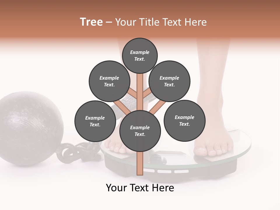 A Person Standing On A Scale With A Ball And Chain PowerPoint Template