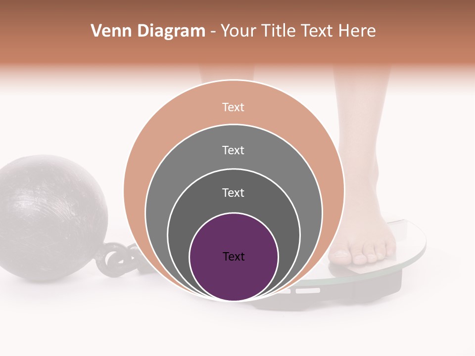 A Person Standing On A Scale With A Ball And Chain PowerPoint Template