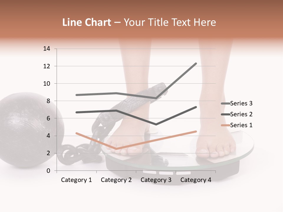 A Person Standing On A Scale With A Ball And Chain PowerPoint Template