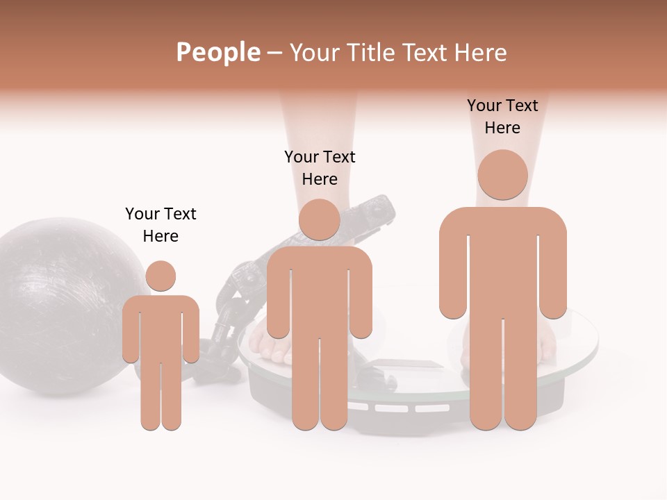 A Person Standing On A Scale With A Ball And Chain PowerPoint Template