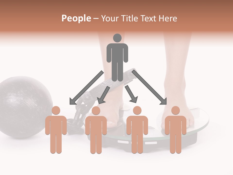 A Person Standing On A Scale With A Ball And Chain PowerPoint Template