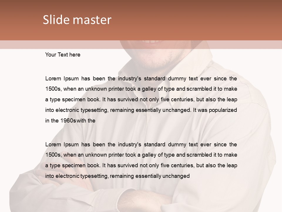 A Man In A Hat Is Standing With His Arms Crossed PowerPoint Template