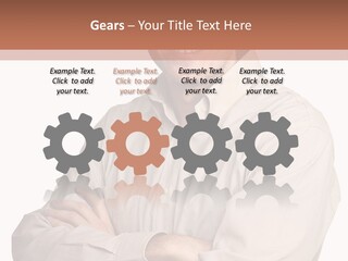 A Man In A Hat Is Standing With His Arms Crossed PowerPoint Template