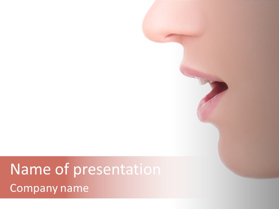 A Woman With Her Mouth Open And Tongue Out PowerPoint Template