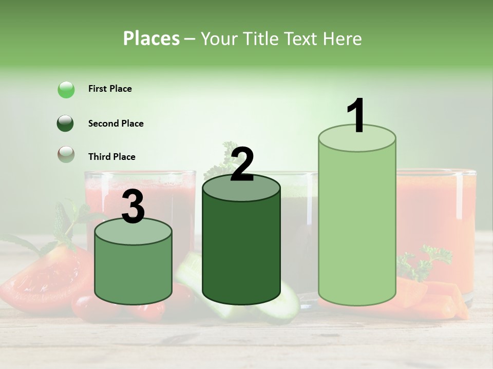 A Table Topped With Glasses Of Juice And Vegetables PowerPoint Template
