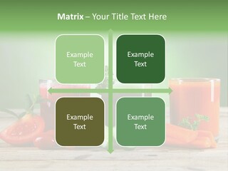 A Table Topped With Glasses Of Juice And Vegetables PowerPoint Template