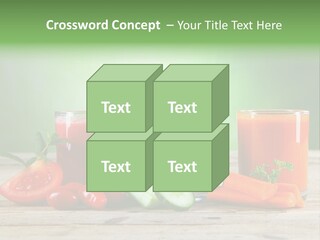 A Table Topped With Glasses Of Juice And Vegetables PowerPoint Template