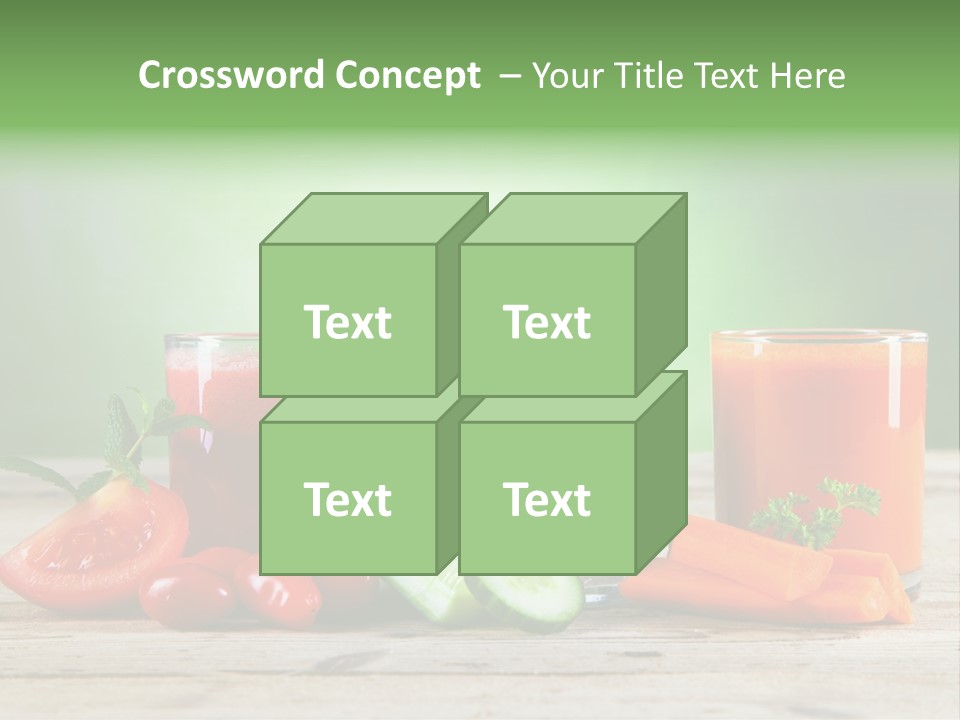 A Table Topped With Glasses Of Juice And Vegetables PowerPoint Template