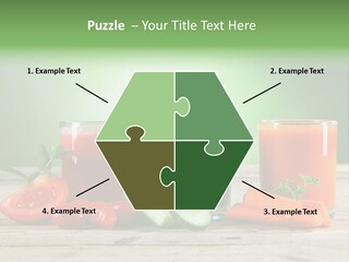 A Table Topped With Glasses Of Juice And Vegetables PowerPoint Template